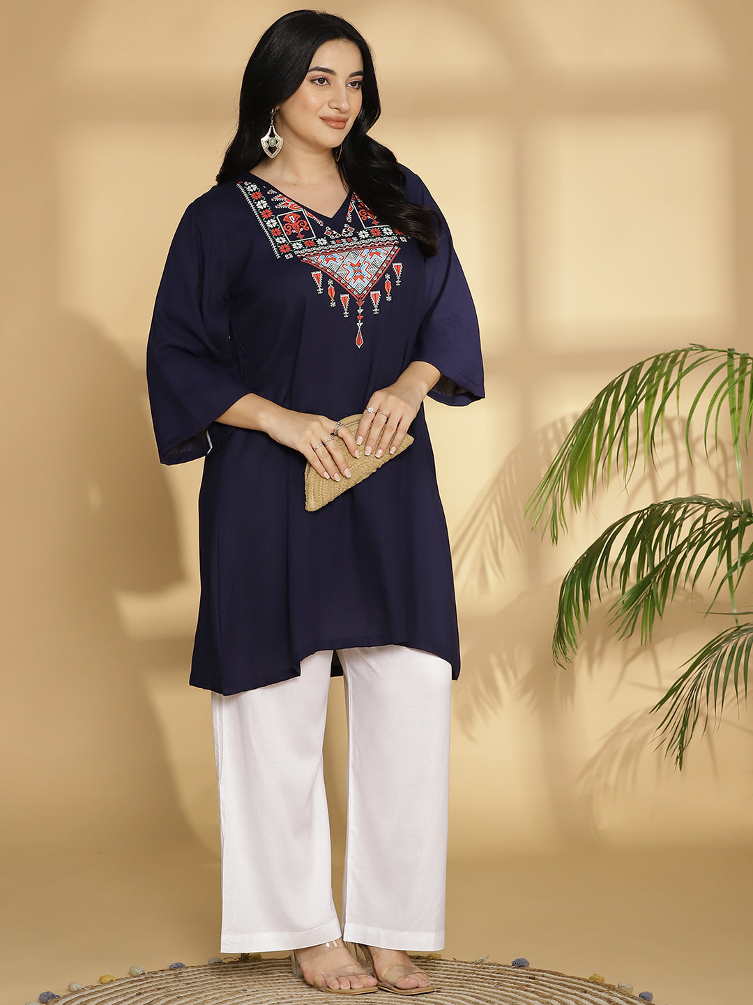 Navy Rayon Kurti - Jwala