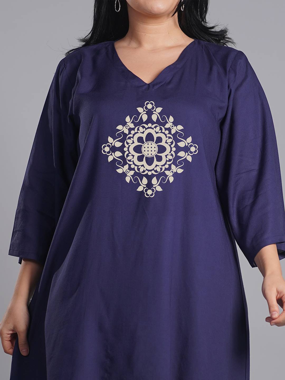 Navy Rayon Kurti - Resplendent