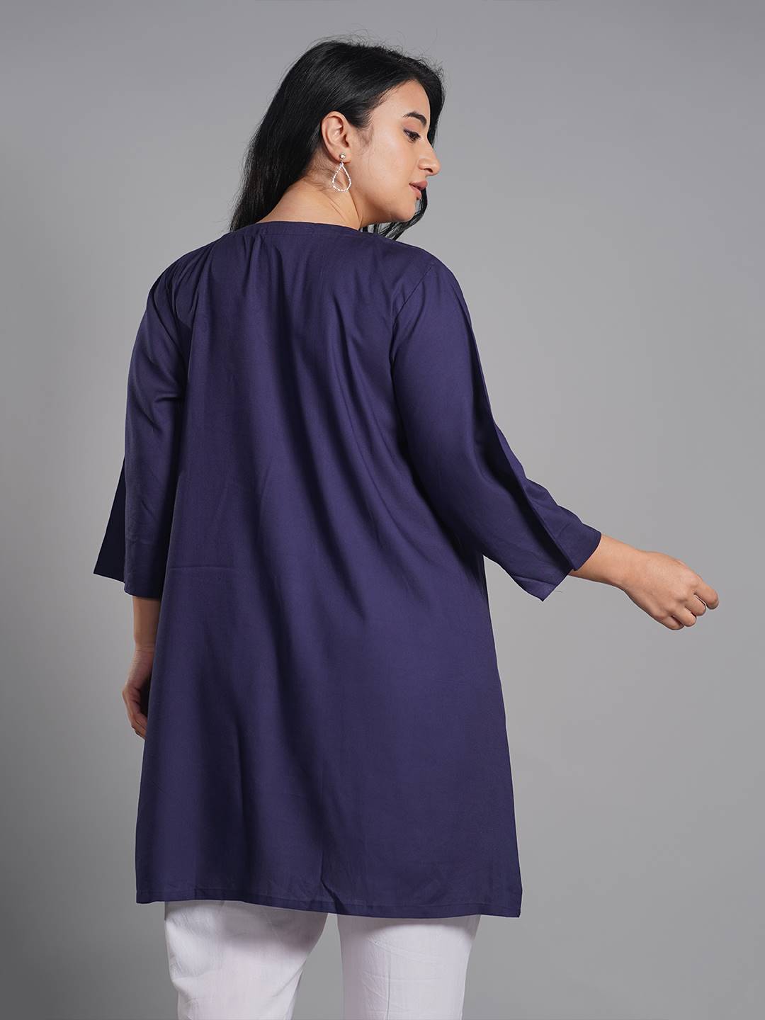 Navy Rayon Kurti - Resplendent