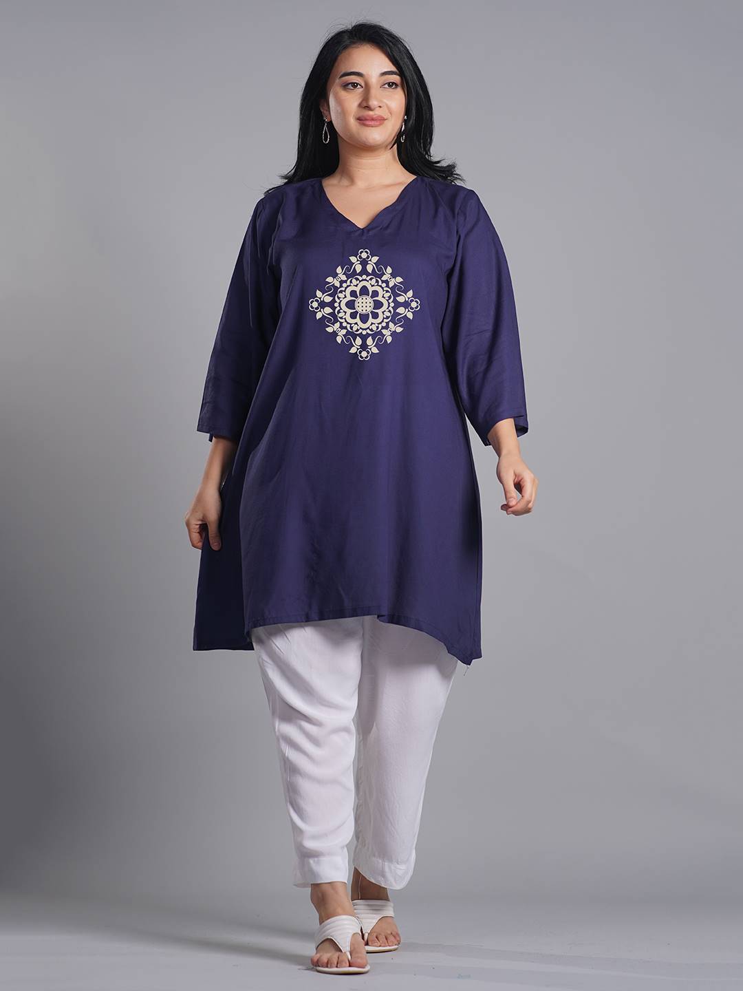 Navy Rayon Kurti - Resplendent