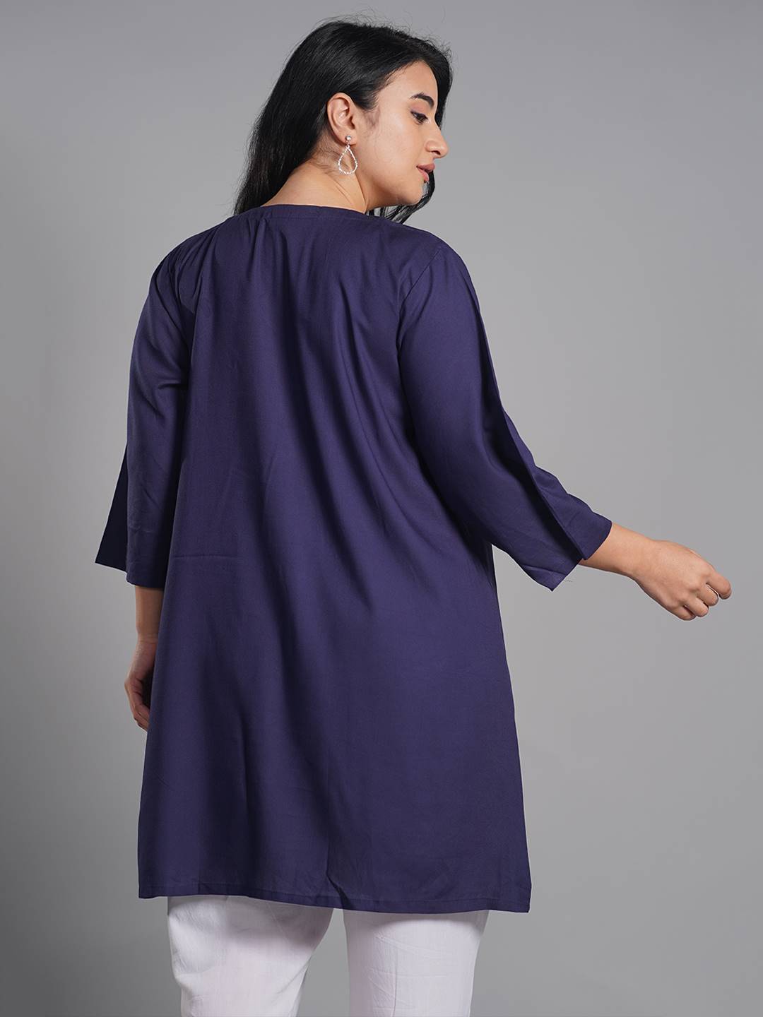 Navy Rayon Kurti - Vittoria