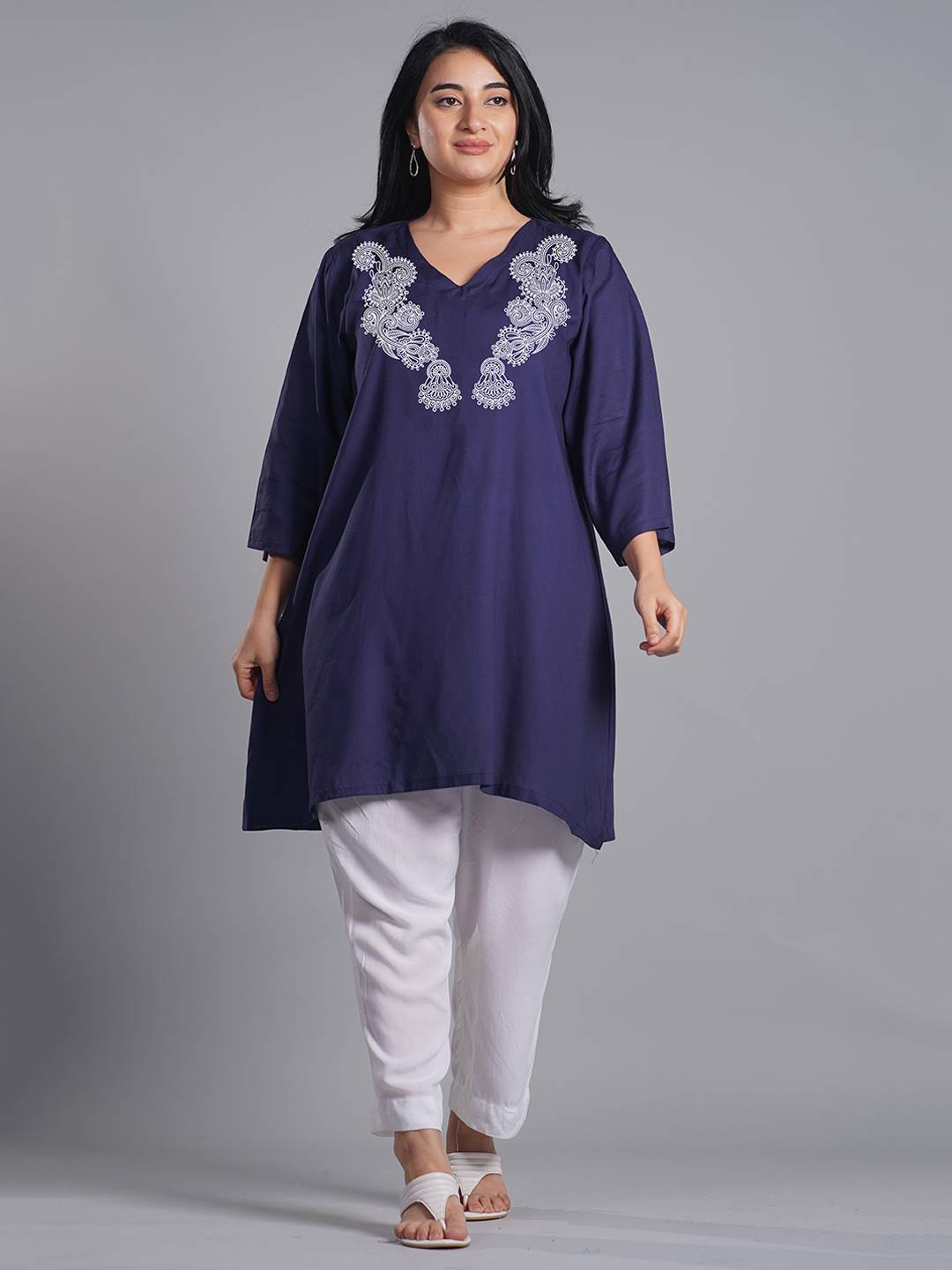 Navy Rayon Kurti - Vittoria