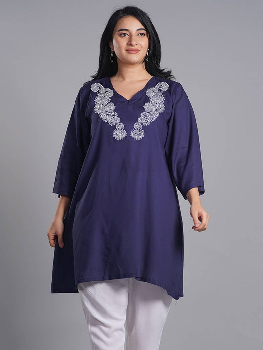 Navy Rayon Kurti - Vittoria