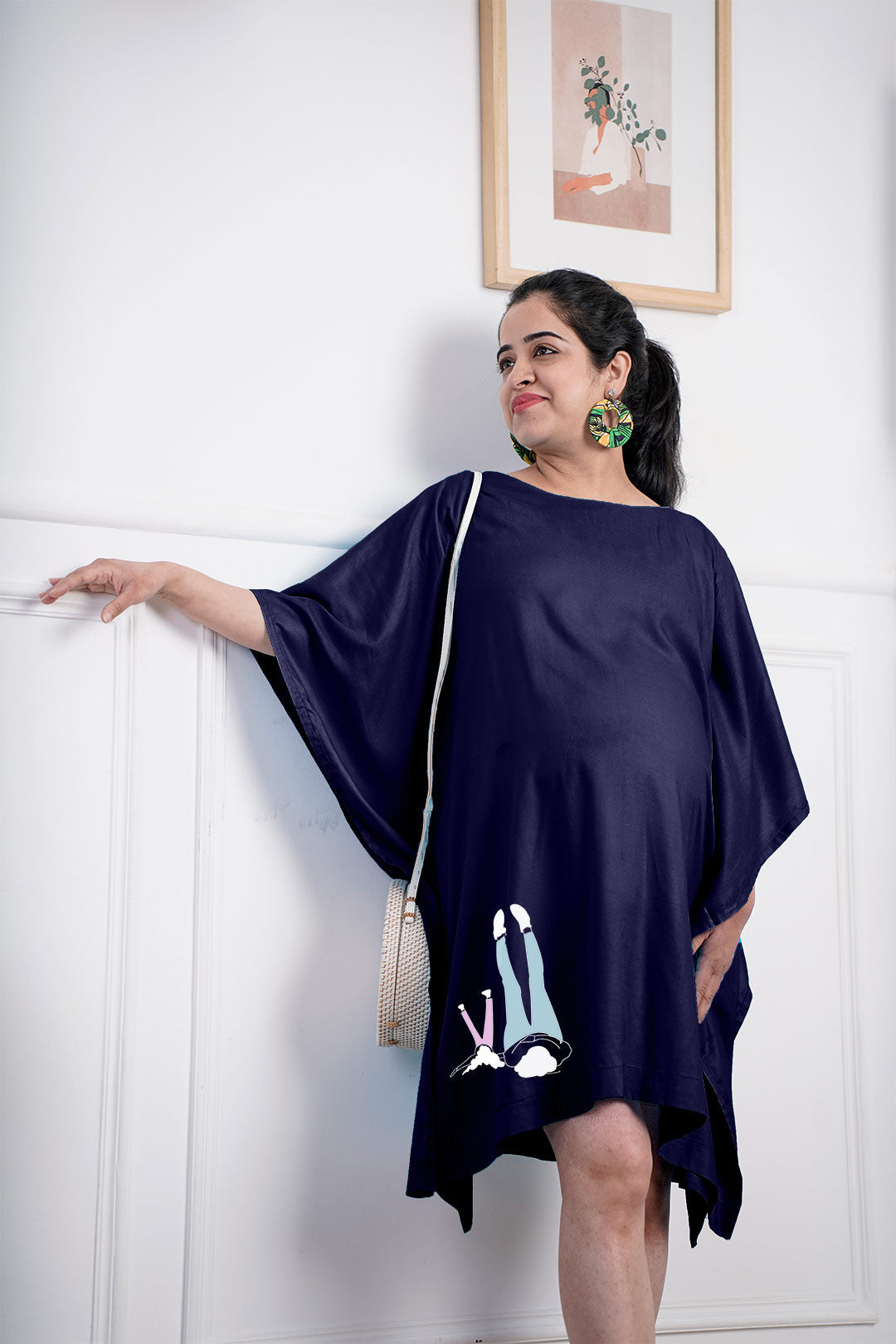 Navy Rayon MaternityKaftan - BellyBeaut