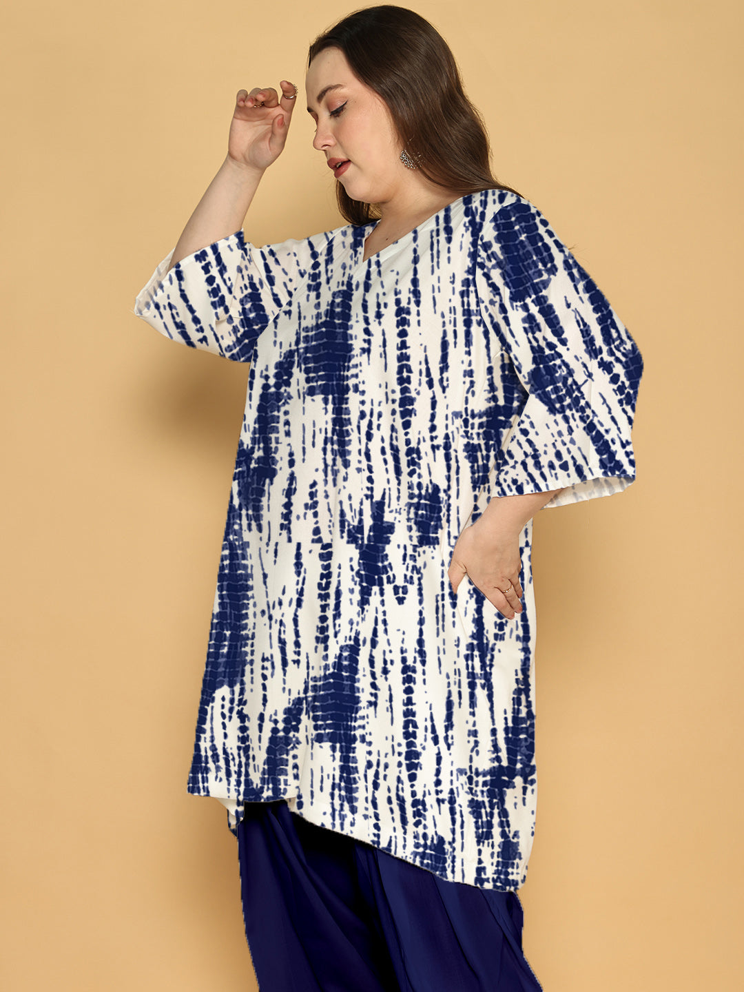 Navy Rayon Shibori Kurti