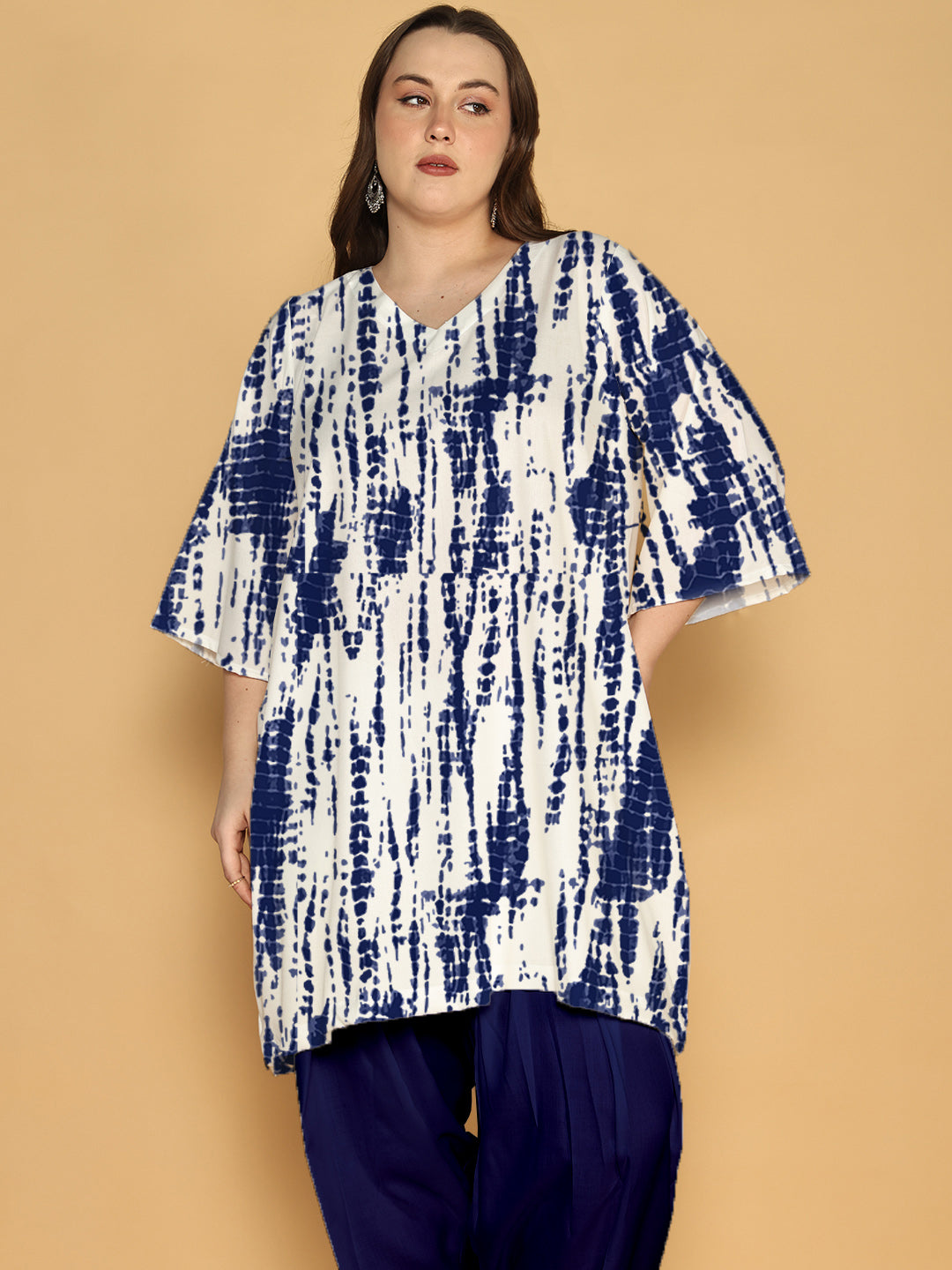 Navy Rayon Shibori Kurti