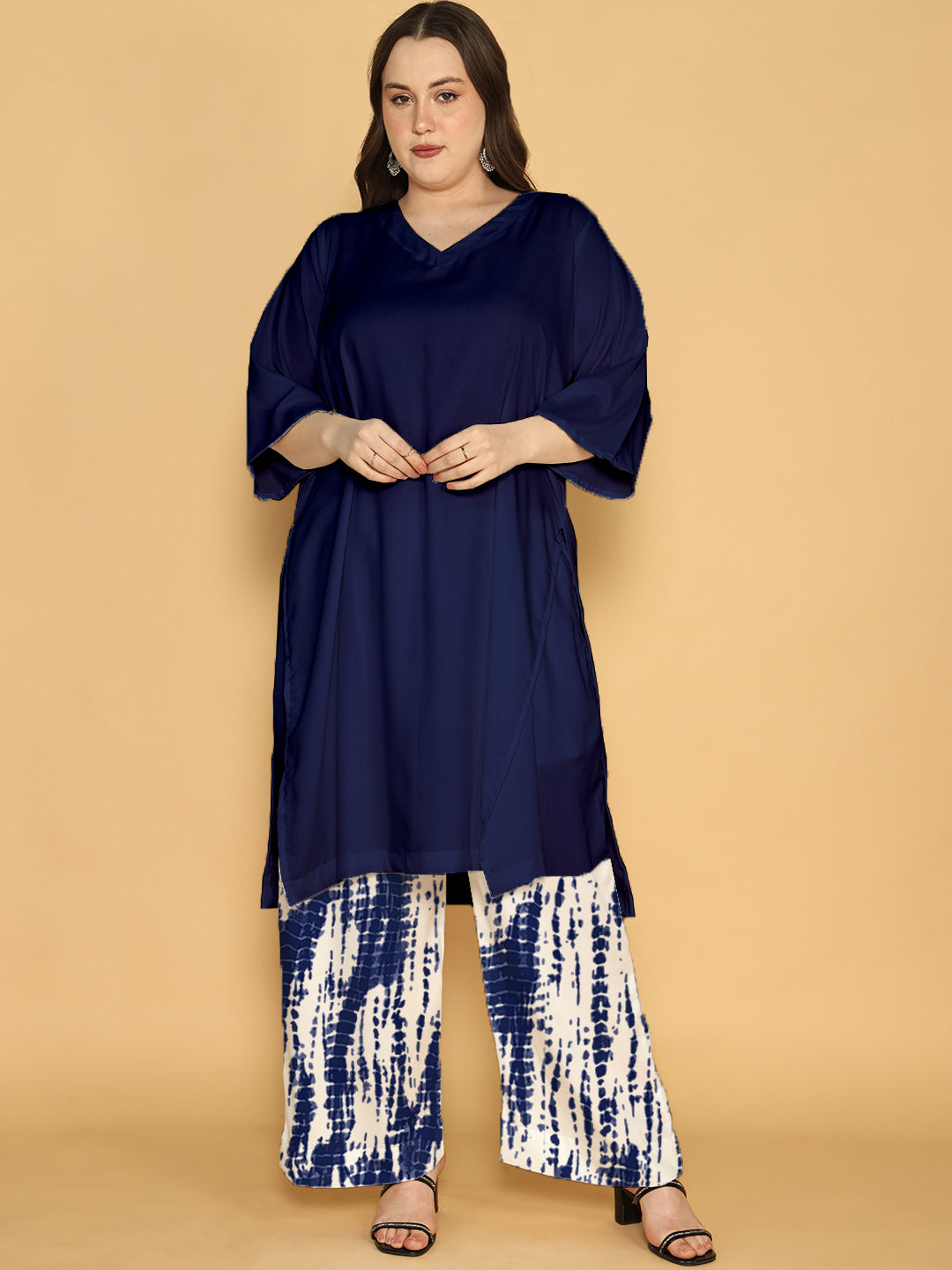 Navy Rayon Shibori Palazzo