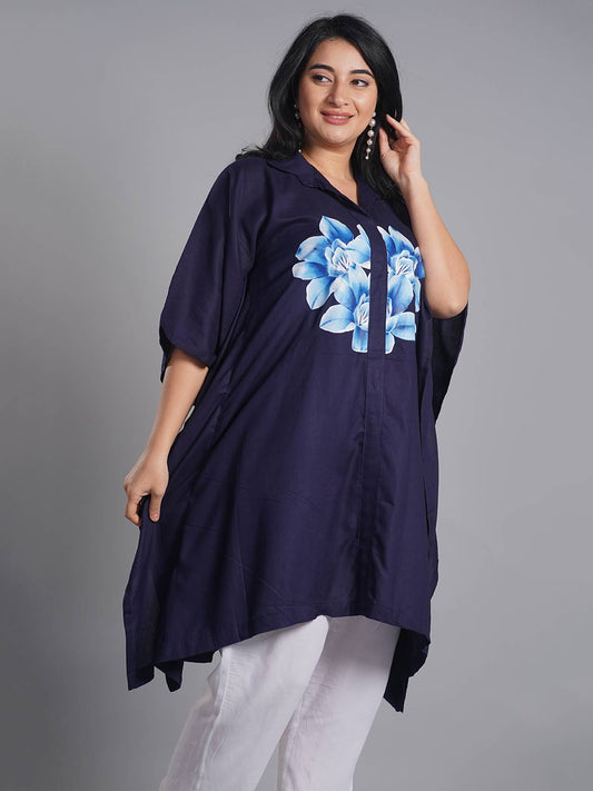 Navy Rayon ShirtKurta - Lily