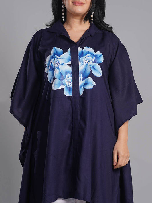 Navy Rayon ShirtKurta - Lily