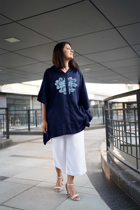 Navy Rayon ShirtKurta - Lily