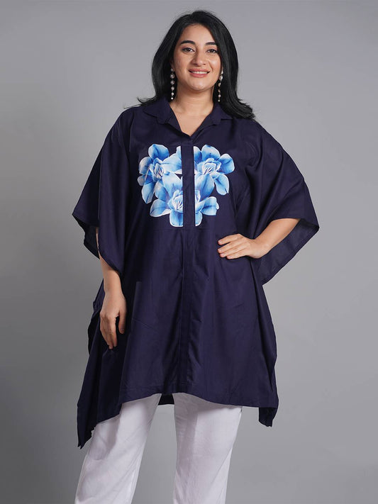 Navy Rayon ShirtKurta - Lily