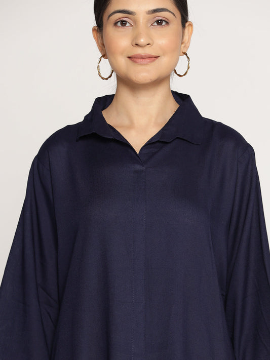 Navy Rayon ShirtTop - Myrtille