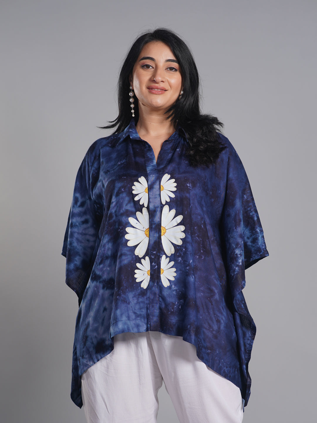 Navy TieDyeKaftanTop - BlueLagoona