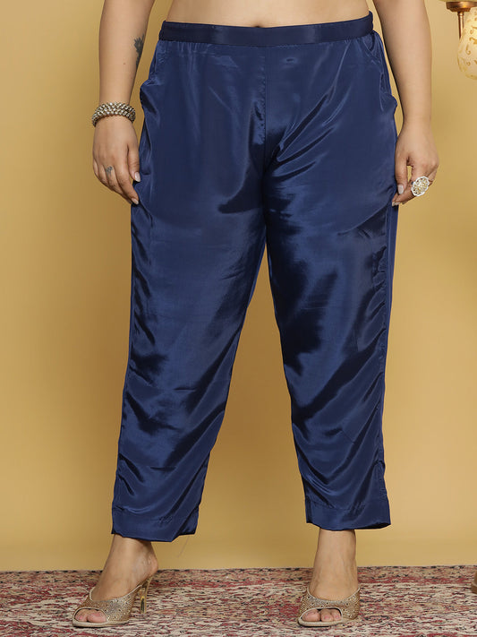 Navy Crepe Silk Pants
