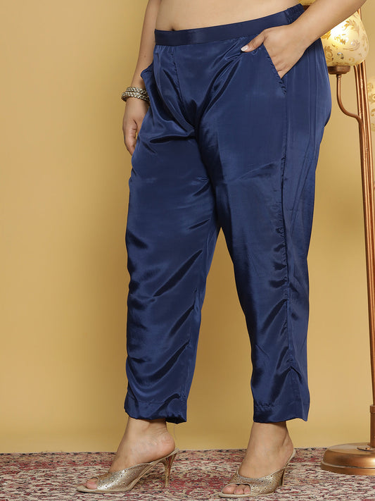 Navy Crepe Silk Pants