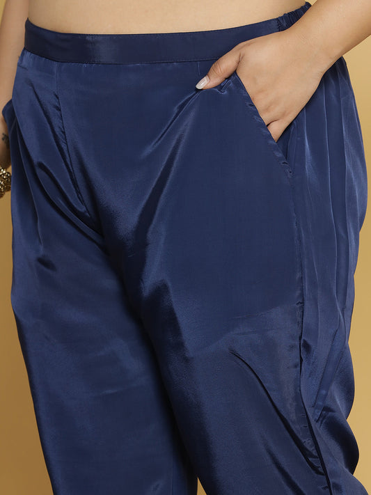 Navy Crepe Silk Pants