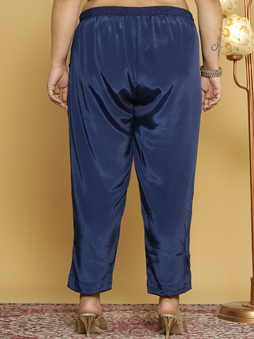 Navy Crepe Silk Pants