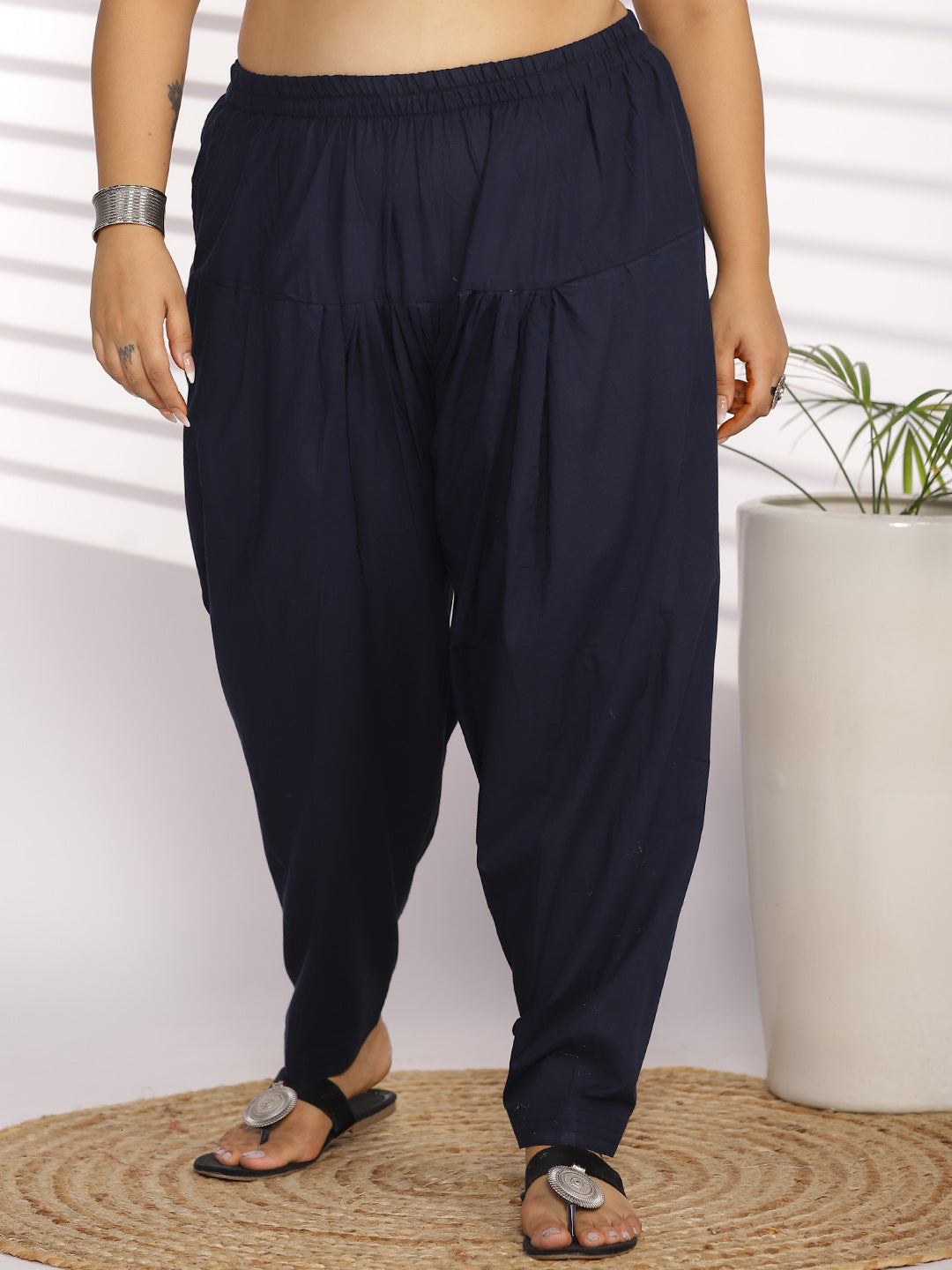 Navy Cotton Straight Salwar