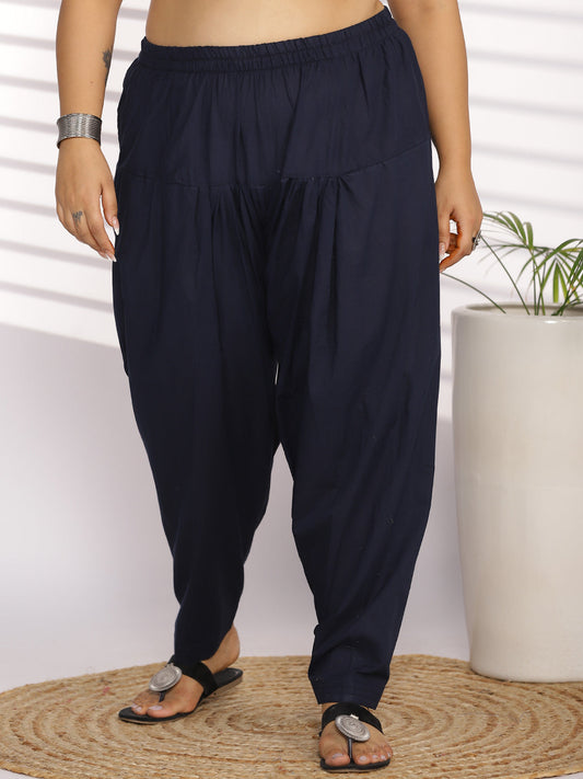 Navy Cotton Straight Salwar