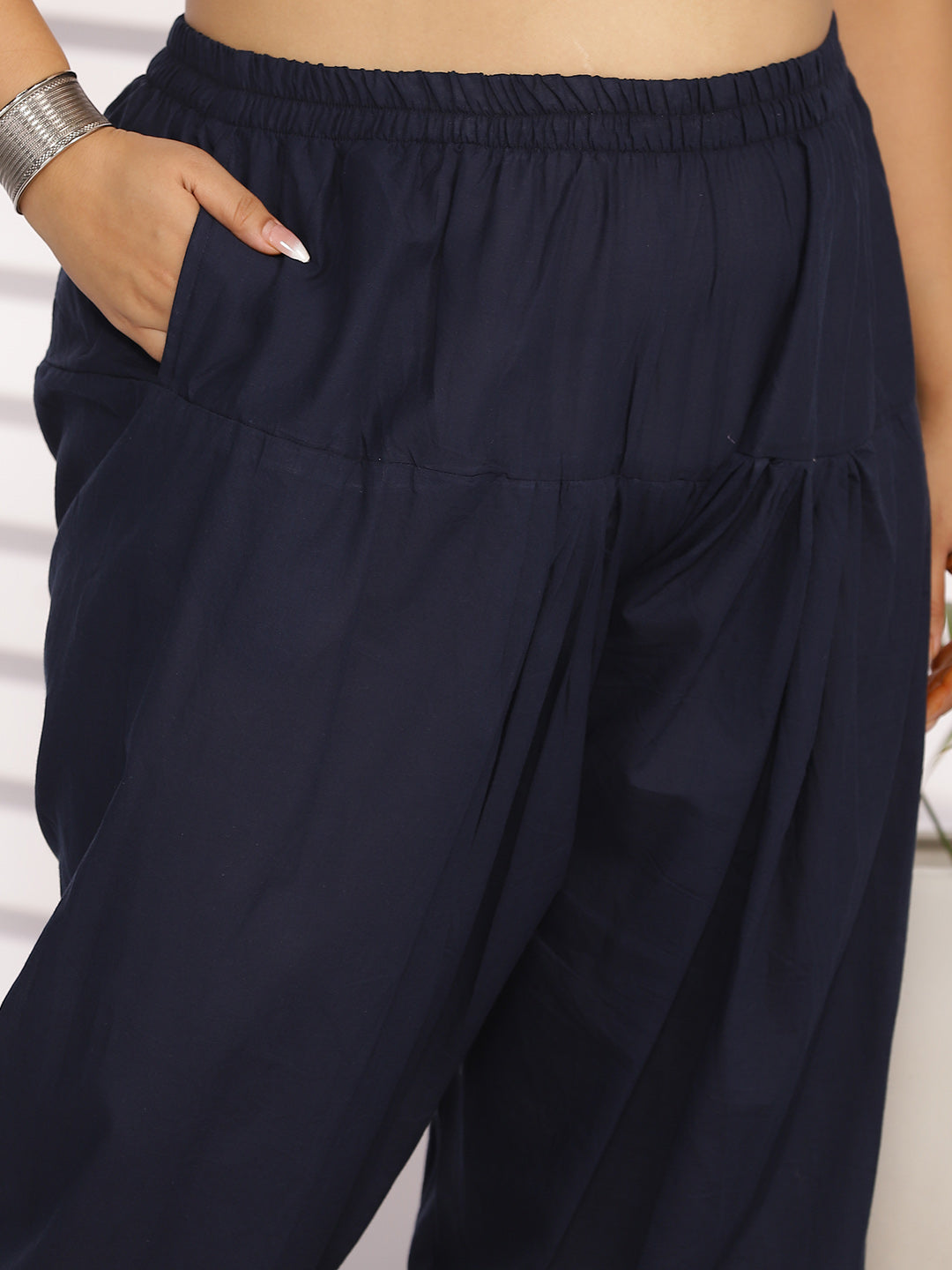 Navy Cotton Straight Salwar