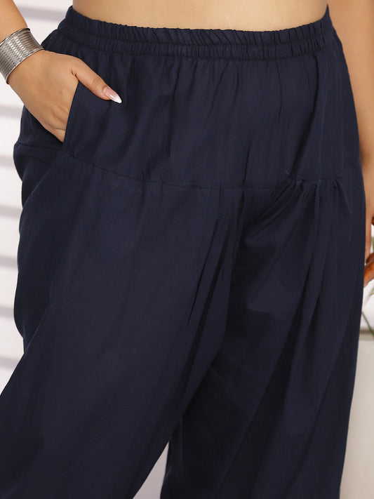 Navy Cotton Straight Salwar