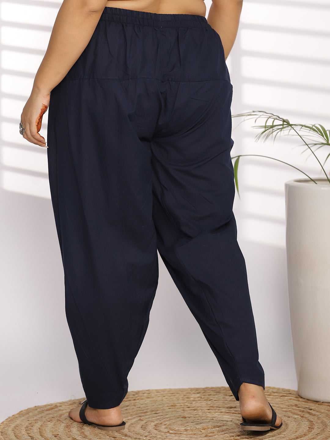 Navy Cotton Straight Salwar