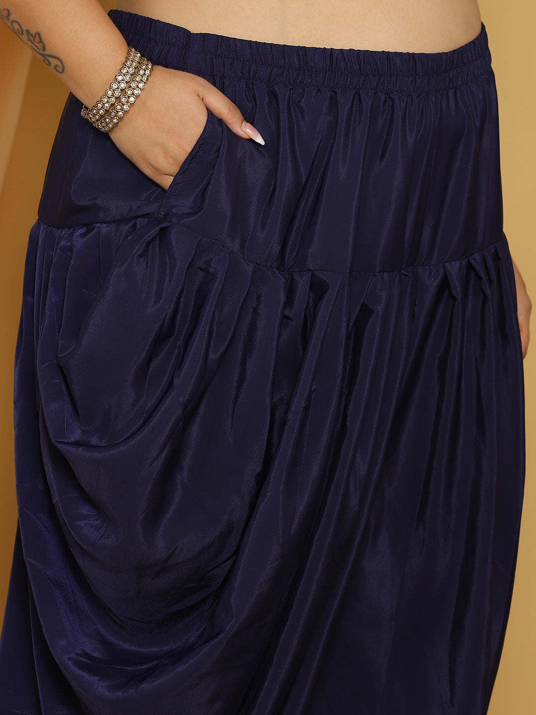 Navy Crepe Silk Dhoti