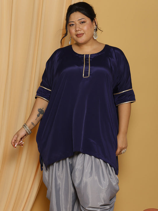 Navy Crepe Silk Tunic