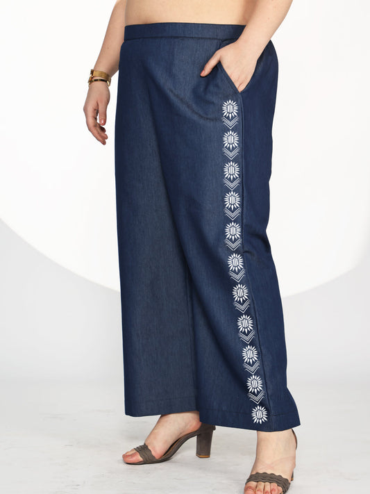 Navy Denim Trousers - DarkBloom