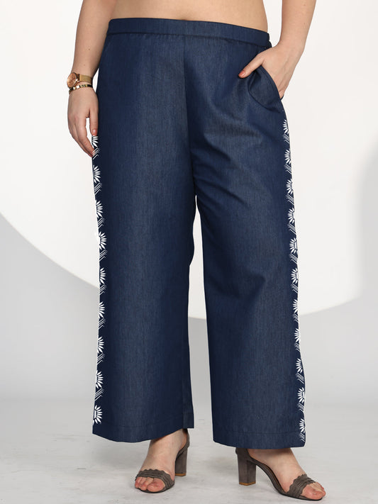 Navy Denim Trousers - DarkBloom