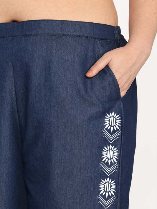 Navy Denim Trousers - DarkBloom