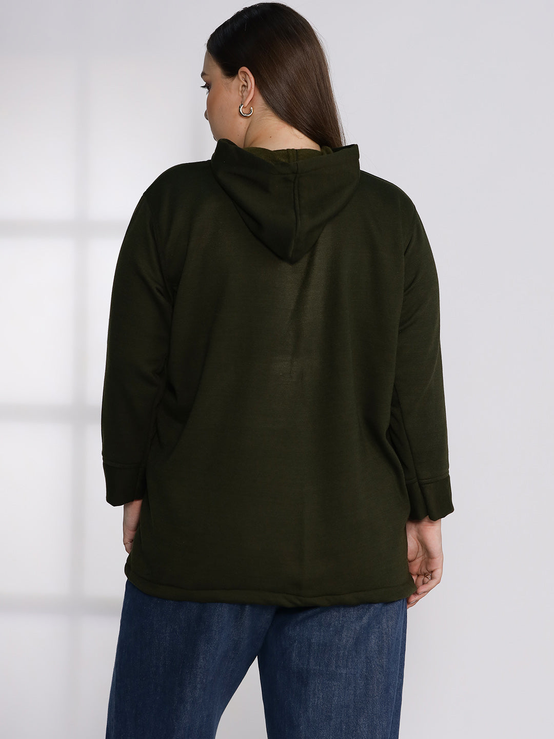 Olive Fleece Hoodie - Solid