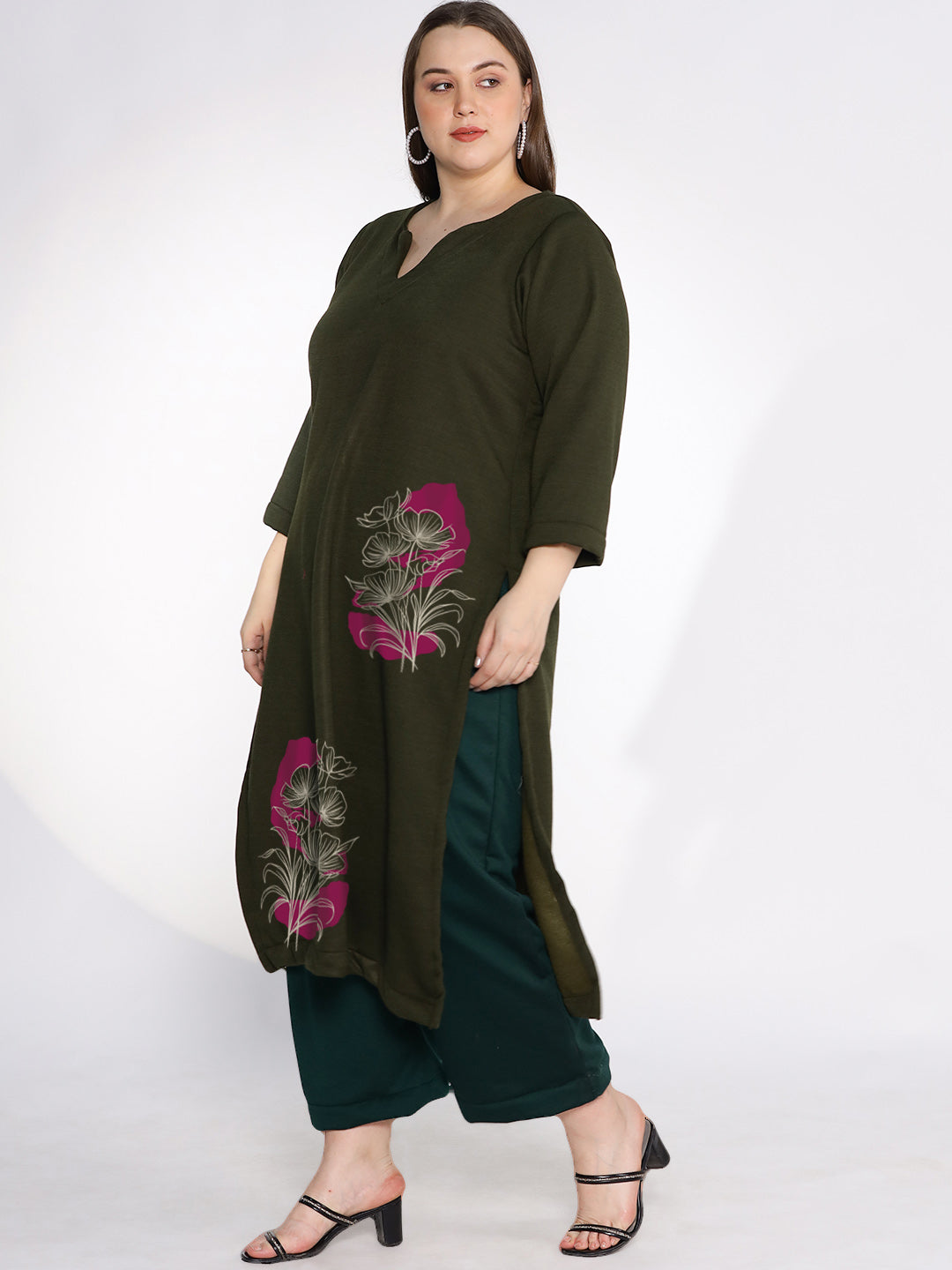 Olive Fleece LongKurta - OliveOrchid