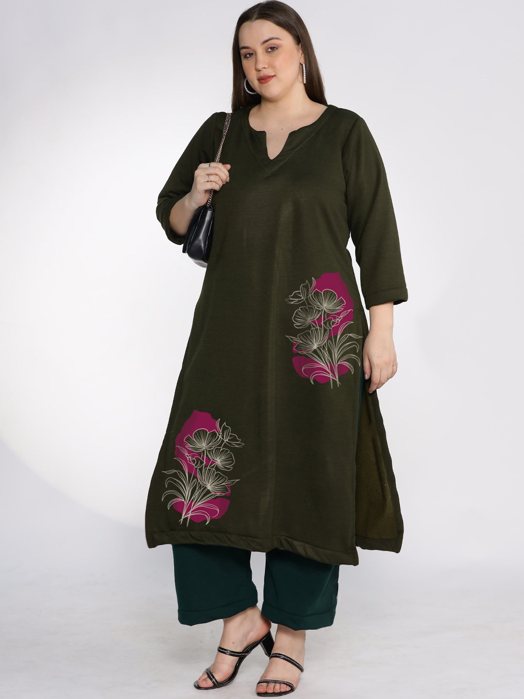 Olive Fleece LongKurta - OliveOrchid