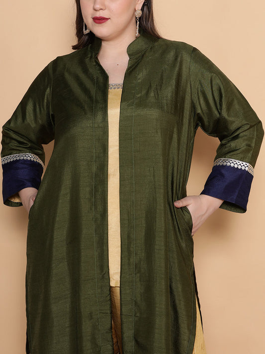 Olive Silk Ethnic Jacket