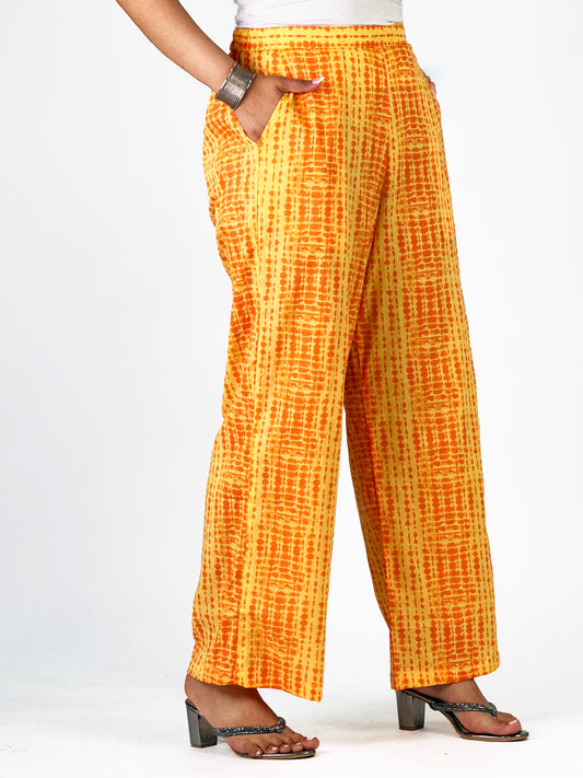 Orange Rayon Shibori Palazzo