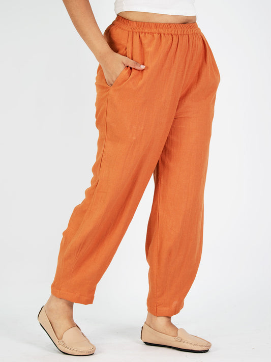 Rust Linen Mom-Fit Pants