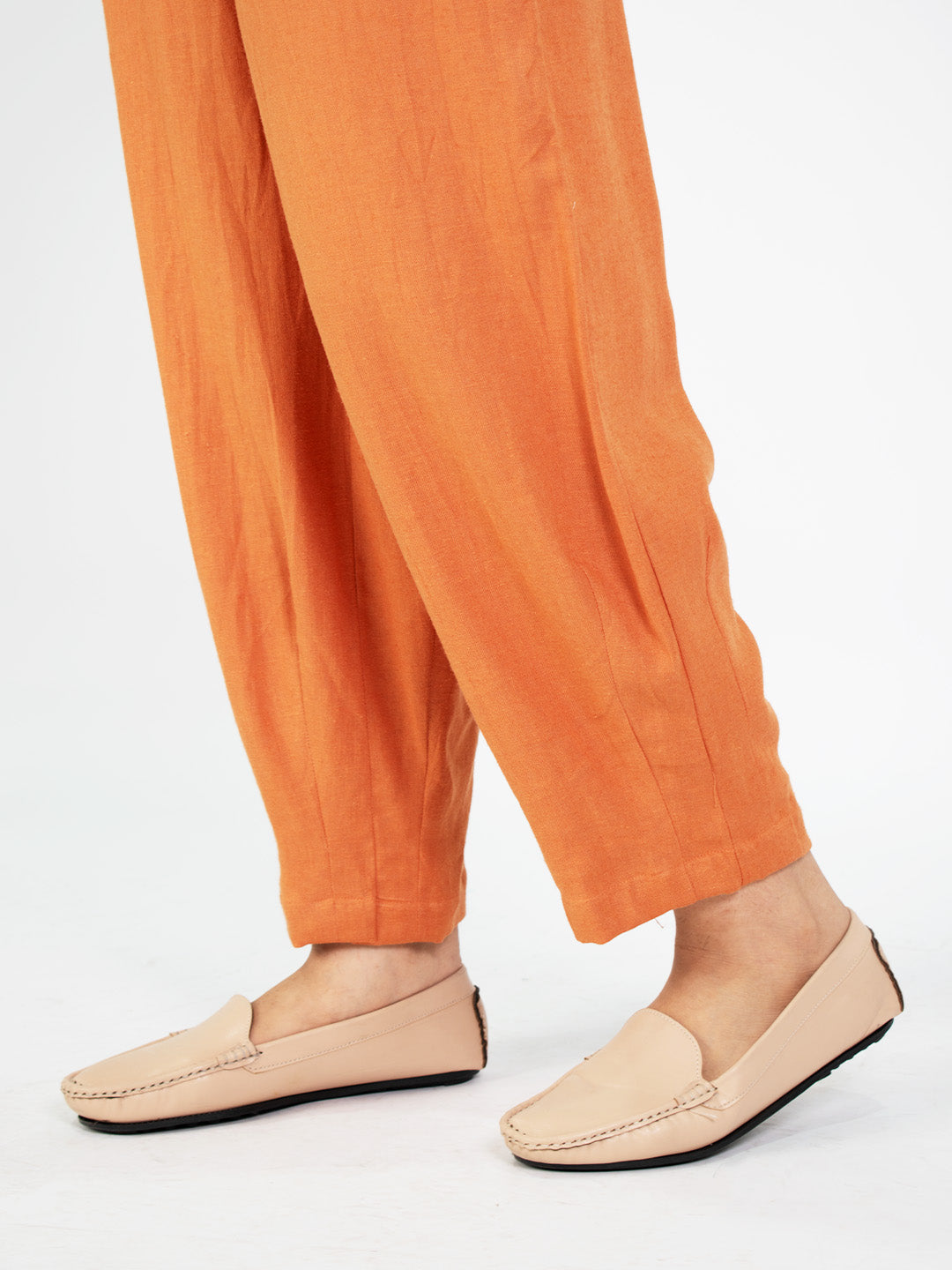 Rust Linen Mom-Fit Pants