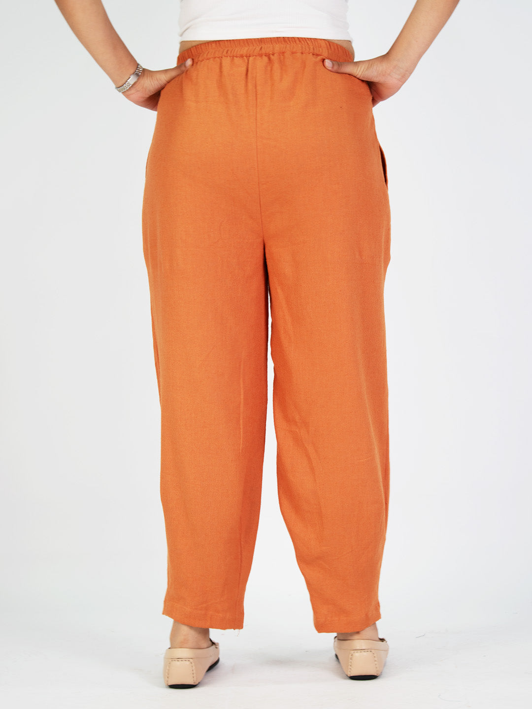Rust Linen Mom-Fit Pants