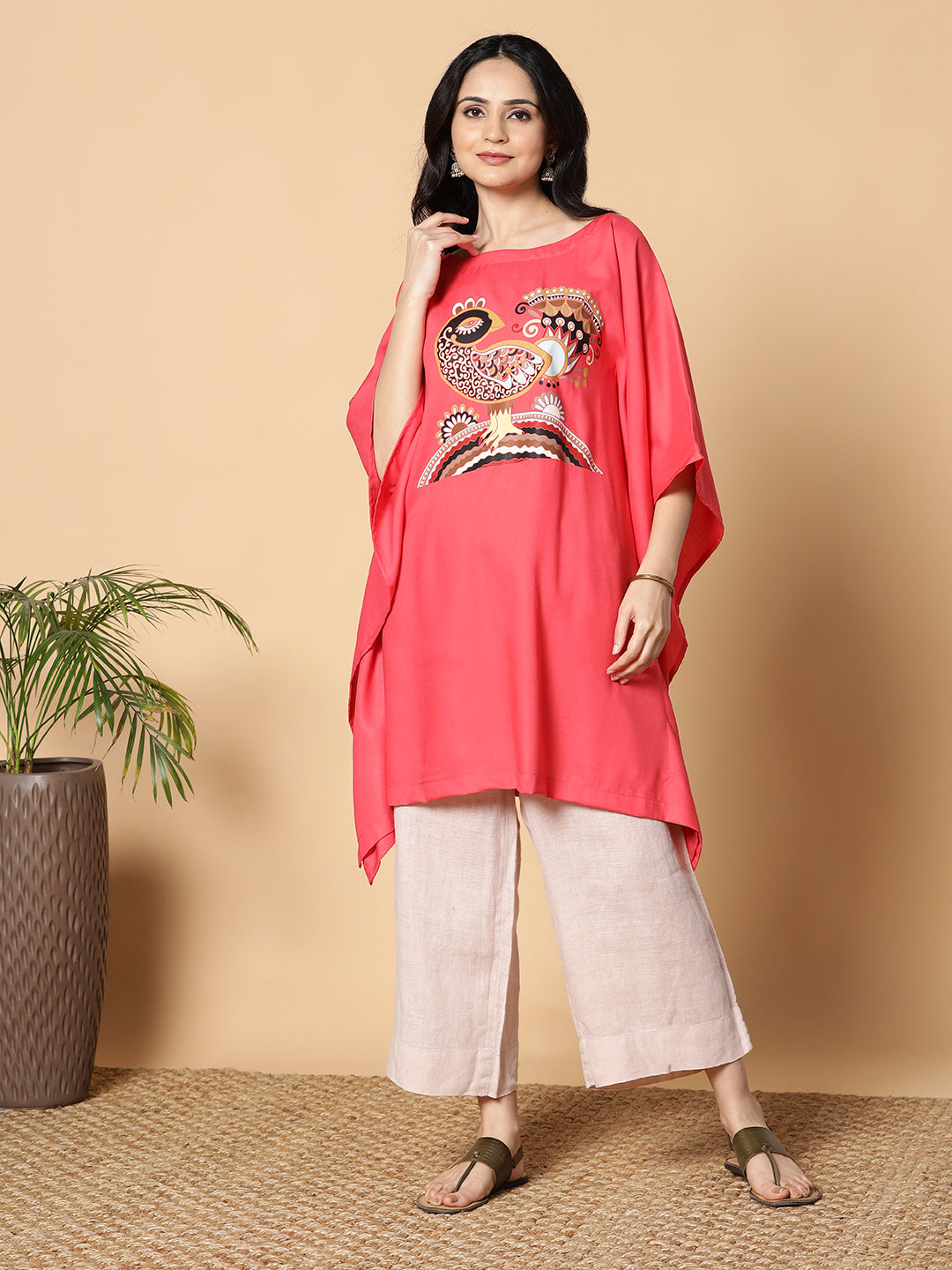 Peach Kaftan Kurta - Birdie