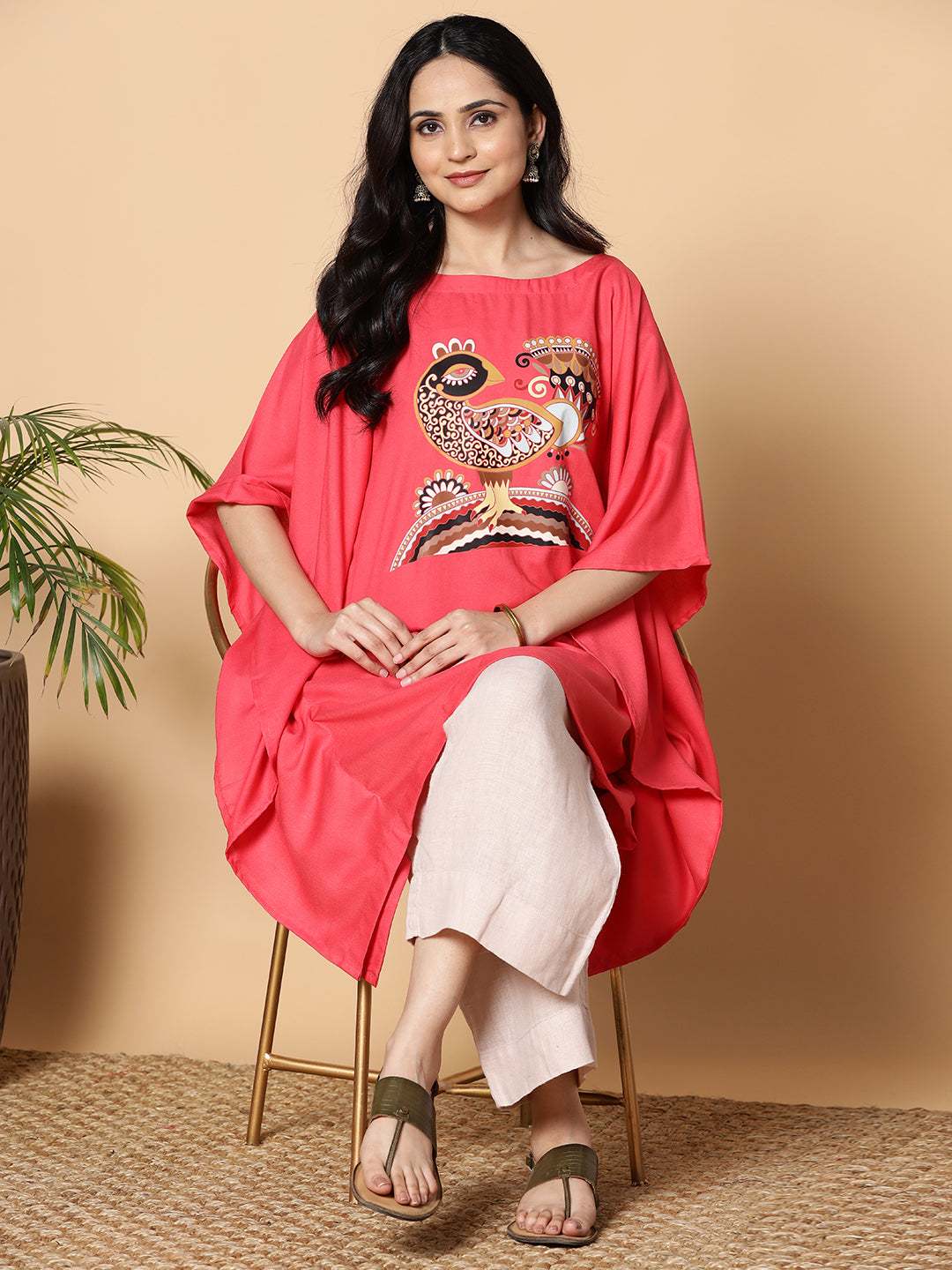 Peach Kaftan Kurta - Birdie