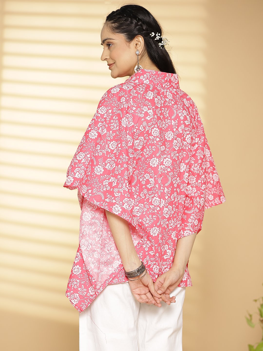 Pink Jaal Printed KaftanTop