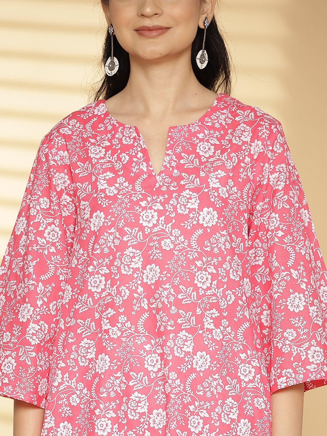 Pink Jaal Printed LongKurta