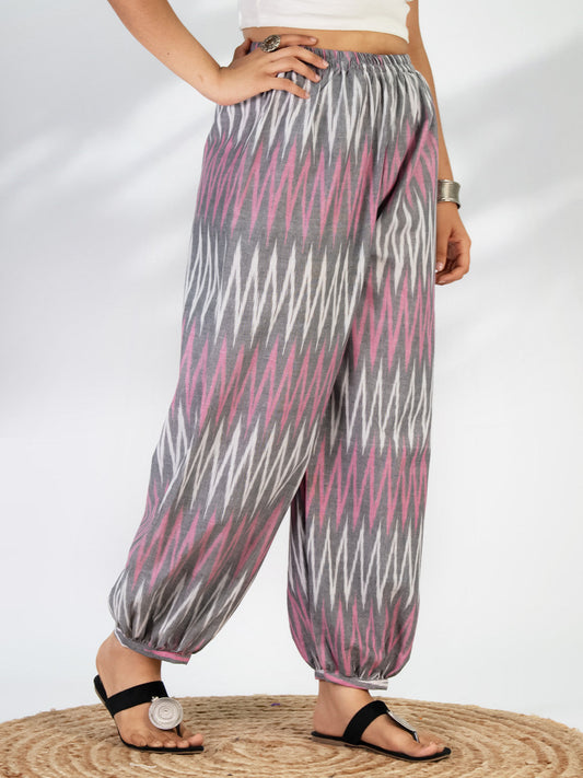 Pink&Grey Ikat Balloon Salwar