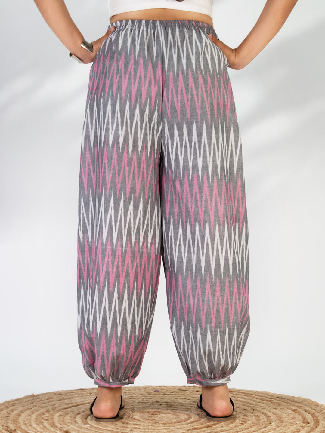 Pink&Grey Ikat Balloon Salwar