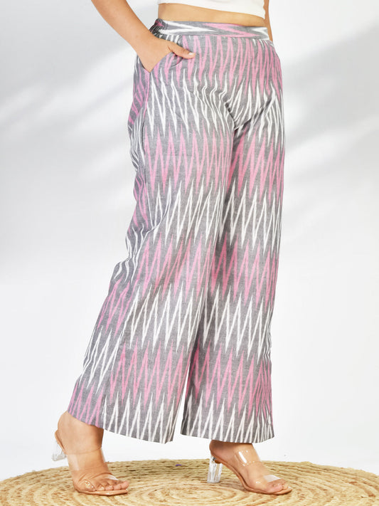 Pink&Grey Ikat Palazzo Pants