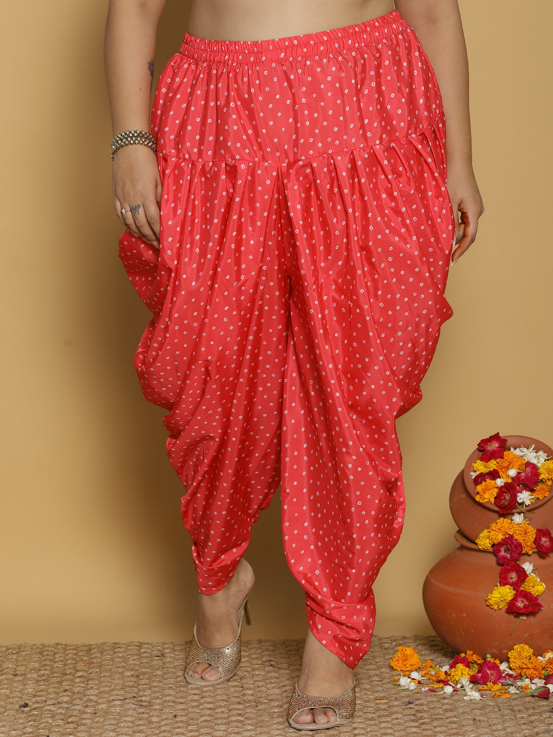 PinkBandhani Crepe Silk Dhoti