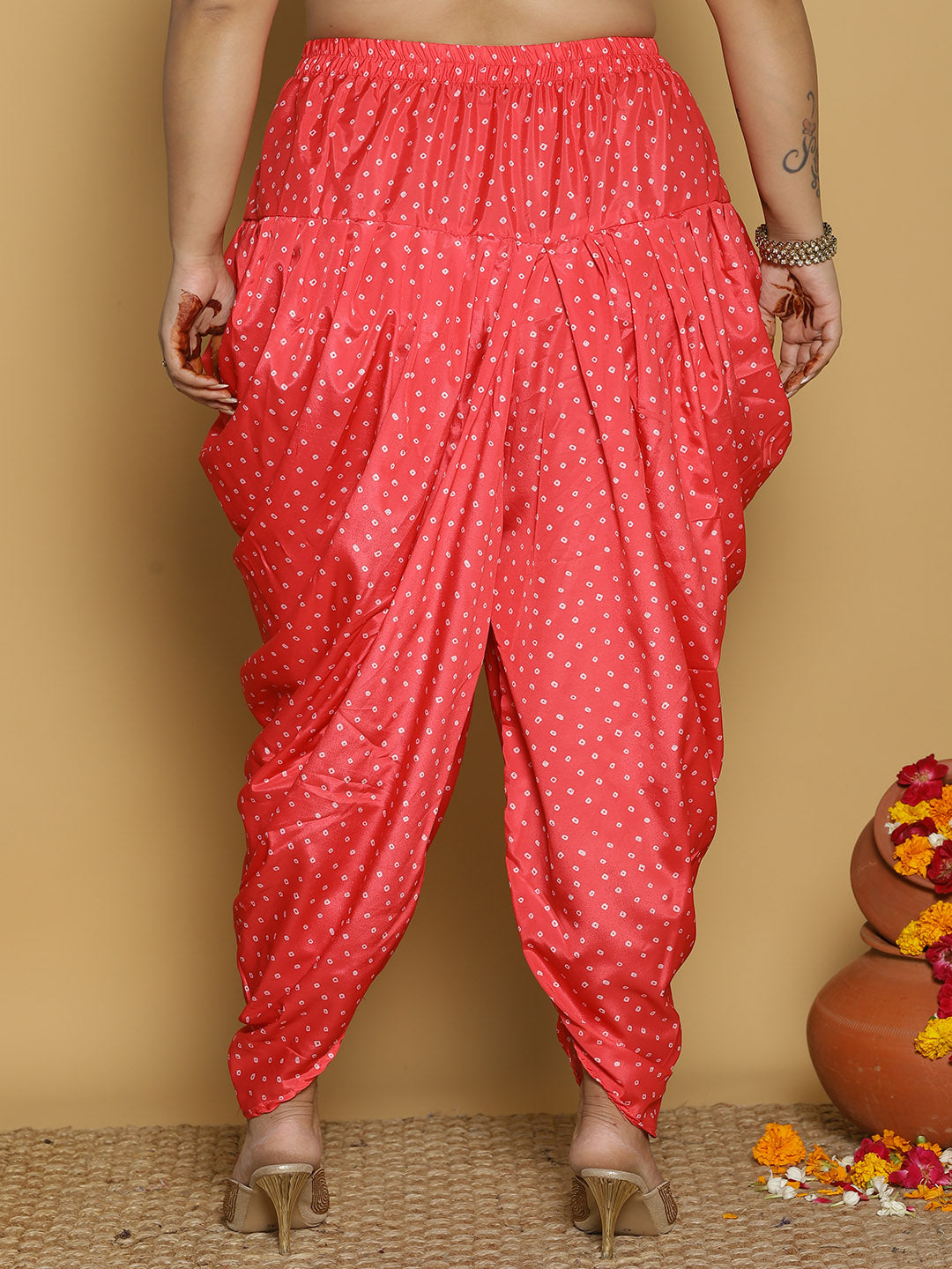 PinkBandhani Crepe Silk Dhoti