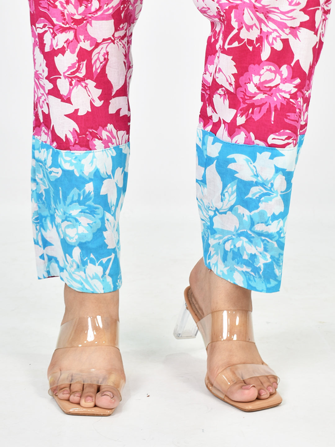 Printed Cotton Pants - Pink&BluePetals