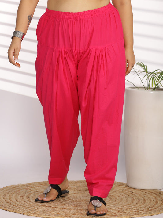 Magenta Cotton Straight Salwar